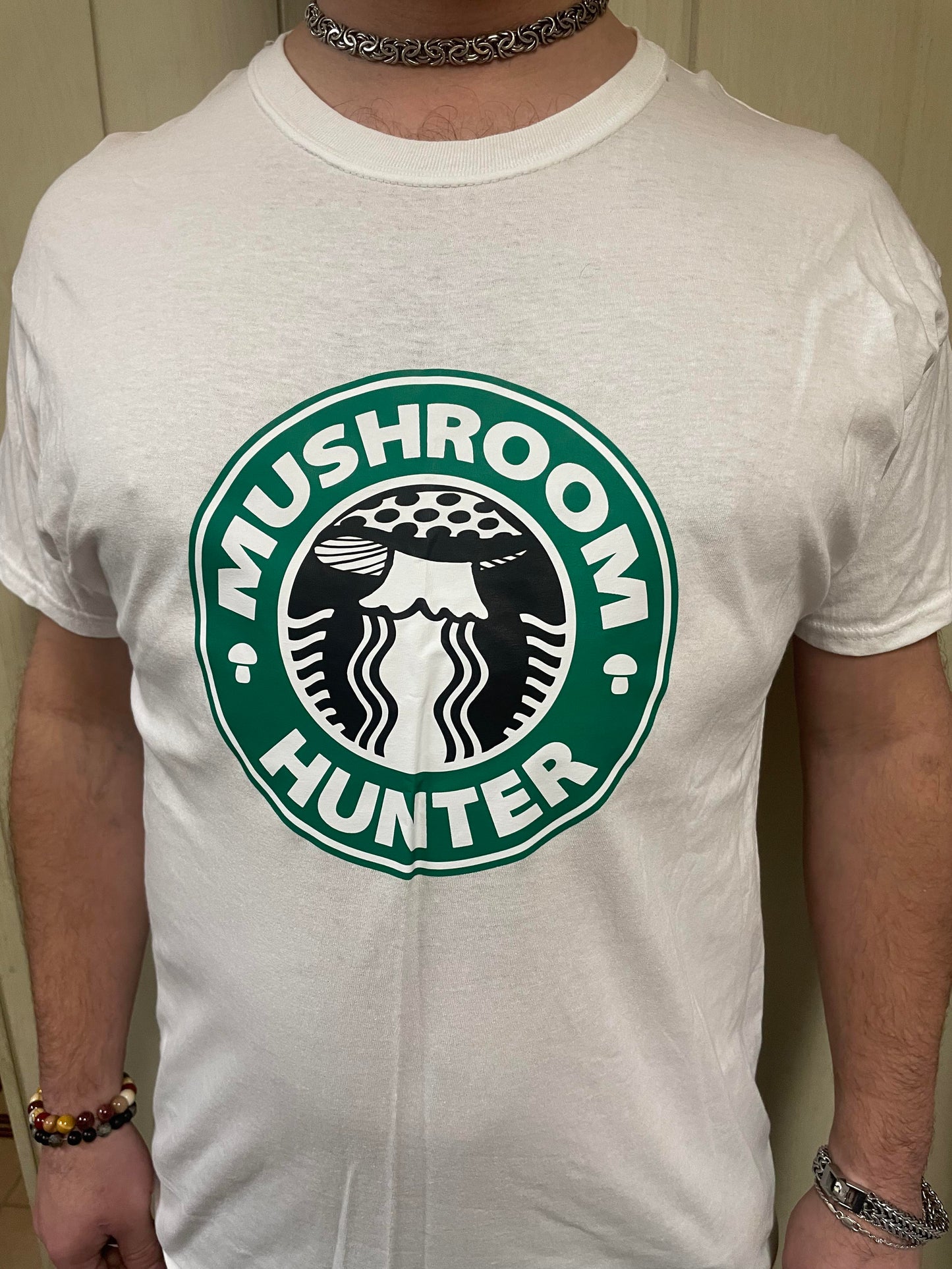 Mushroom Hunter Green Symbol T-Shirt (Original Mushroom Nerds Design)