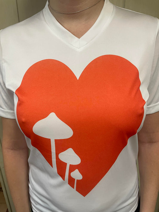 Red Mushroom Heart T-Shirt (Original Mushroom Nerds Design)